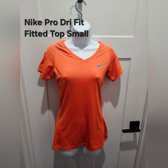 NikePro DriFit Size Small Orange short sleeve - Picture 2 of 2